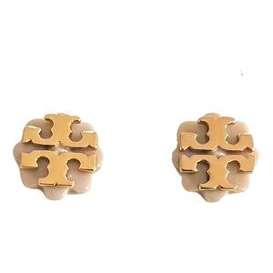 Pre-loved Tory Burch Logo Flower Resin Stud Earrings